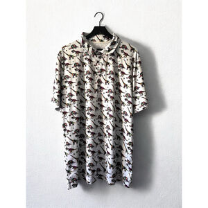 Proud 90 Dino Print Golf Polo Men’s 2X Colorful Graphic Performance Shirt